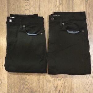 SET OF 2 Lands' End High Rise Slim Ankle Jean Slim 7/8 Ankle Black TALL Size 8